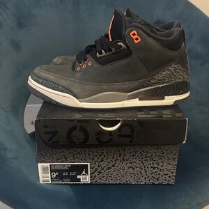 Jordan Retro 3 Black and Orange Sneakers